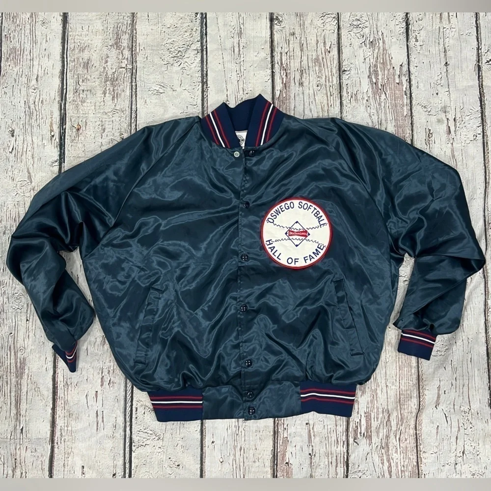 Vintage 80s Oswego Softball Hall of Fame Budweiser Baseball 1980s Jacket